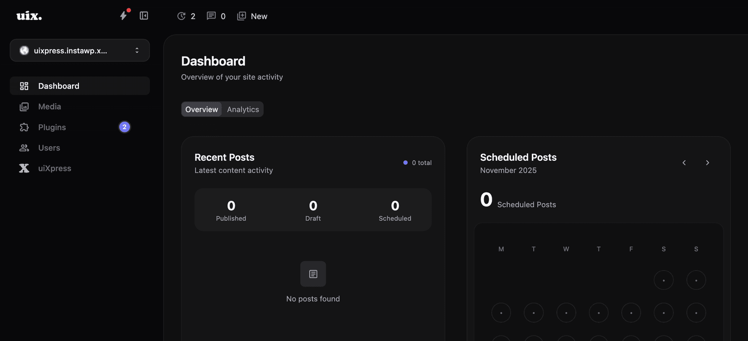 Work across sites without leaving admin.