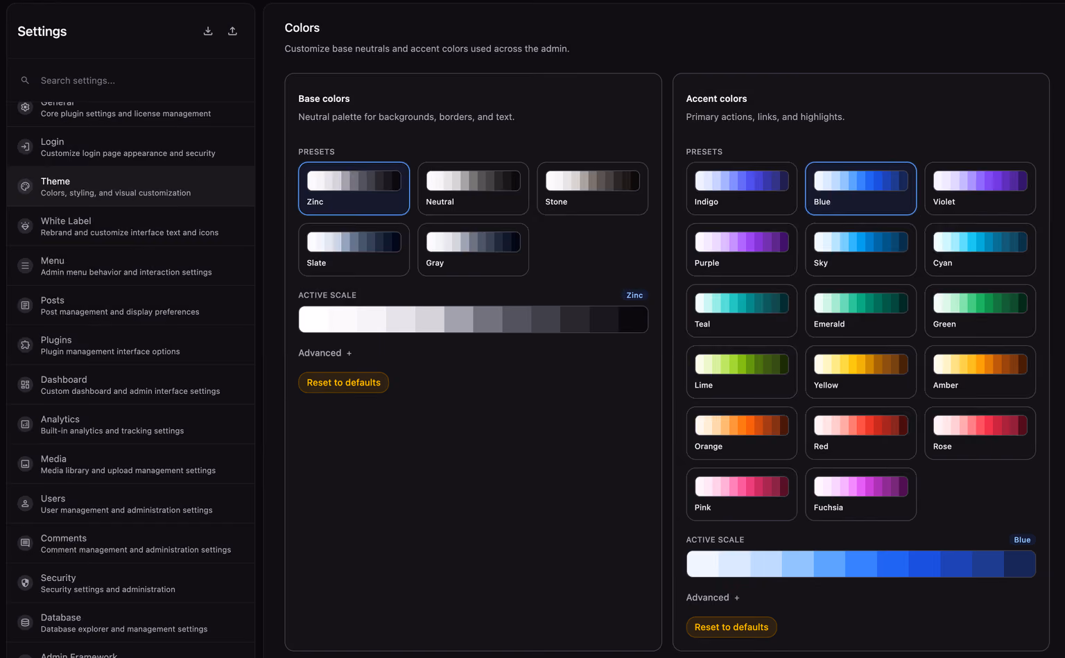 WordPress classic dark mode
