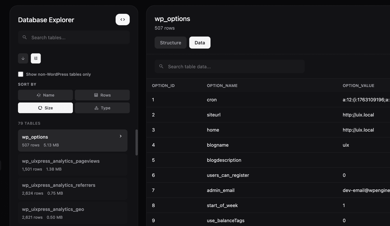 WordPress Database Explorer with built-in guardrails.