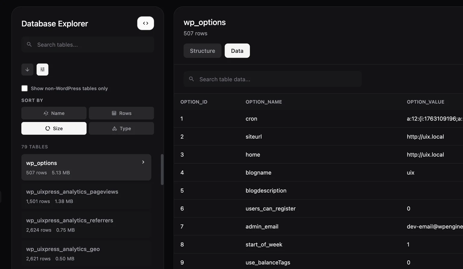 WordPress Database Explorer with built-in guardrails.