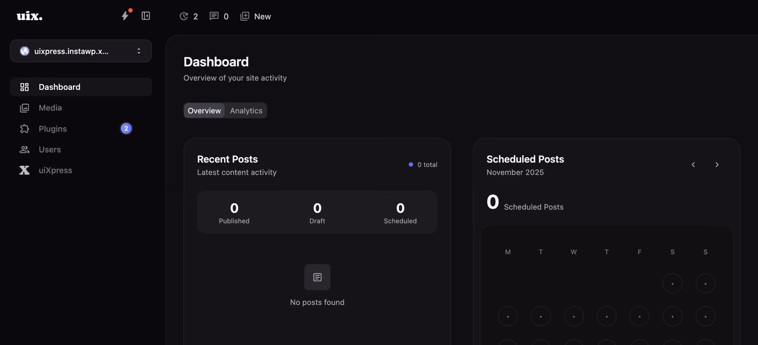 Work across sites without leaving admin.